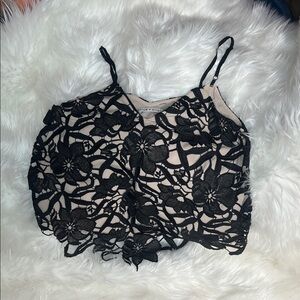 Alice + Olivia Black Floral Lace Camisole